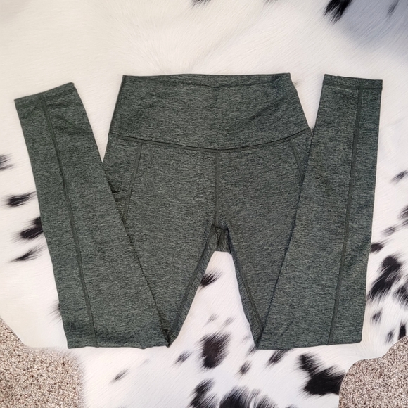 aerie Pants - Aerie Dark Green High-Waist Soft Leggings with Pockets
